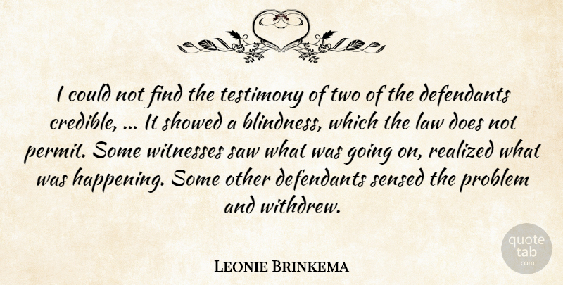 Leonie Brinkema Quote About Law, Problem, Realized, Saw, Testimony: I Could Not Find The...