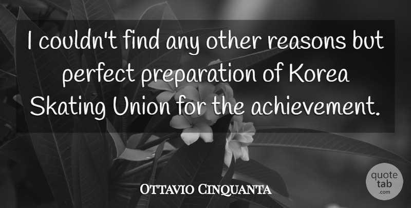 Ottavio Cinquanta Quote About Korea, Perfect, Reasons, Skating, Union: I Couldnt Find Any Other...