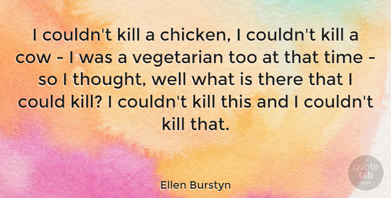 Ellen Burstyn Quote About Cow, Time: I Couldnt Kill A Chicken...