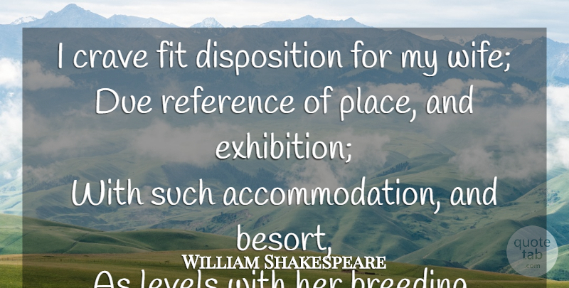 William Shakespeare Quote About Wife, Exhibitions, Levels: I Crave Fit Disposition For...