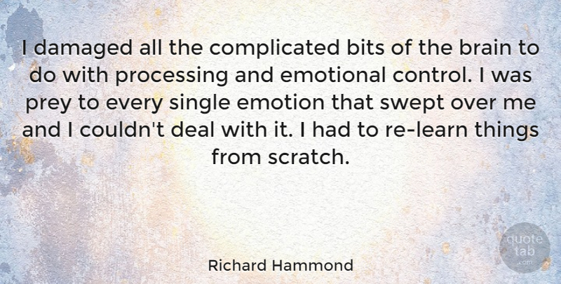 Richard Hammond Quote About Emotional, Brain, Scratches: I Damaged All The Complicated...