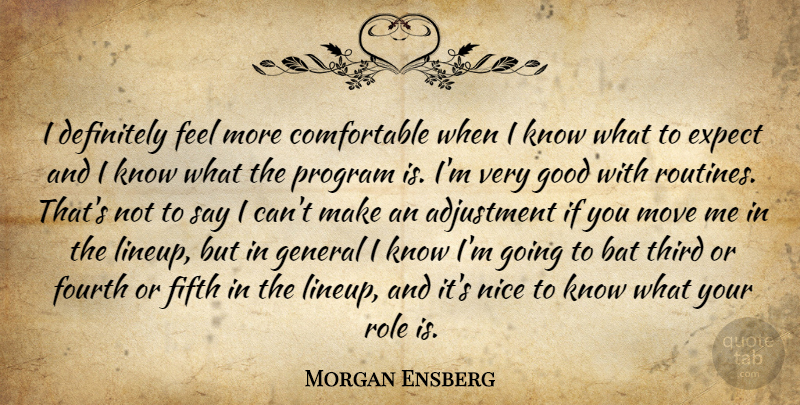 Morgan Ensberg Quote About Adjustment, Bat, Definitely, Expect, Fifth: I Definitely Feel More Comfortable...