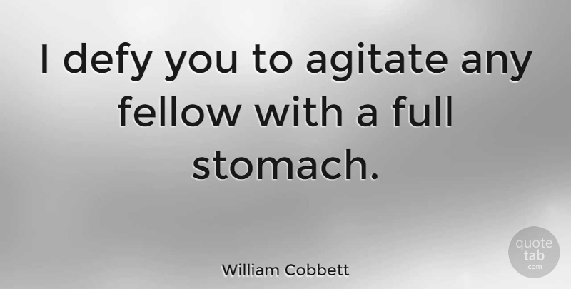 William Cobbett Quote About Agitation, Stomach, Agitate: I Defy You To Agitate...