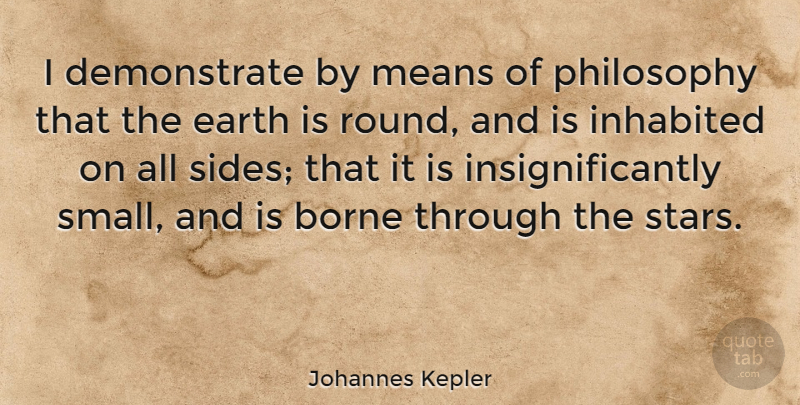 Johannes Kepler Quote About Borne, Earth, Inhabited, Means: I Demonstrate By Means Of...