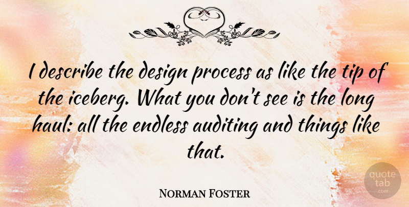 Norman Foster Quote About Design, Endless, Tip: I Describe The Design Process...