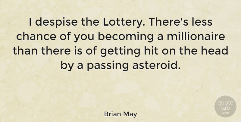 Brian May Quote About Funny, Money, Asteroids: I Despise The Lottery Theres...