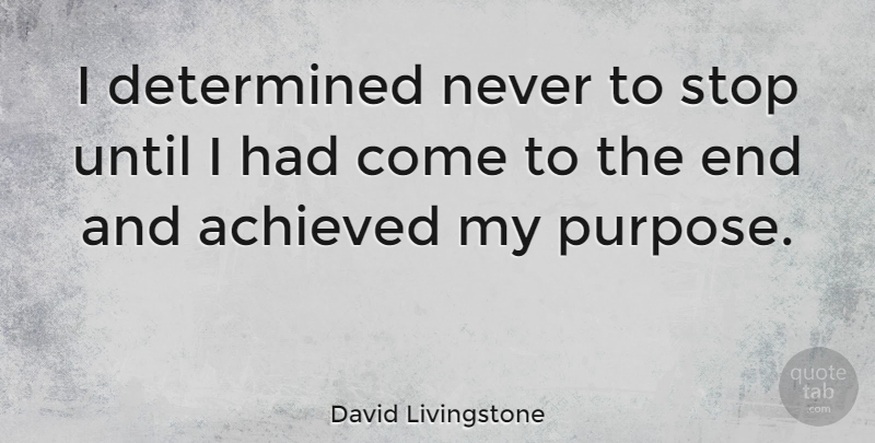 David Livingstone Quote About Goal, Decision, Purpose: I Determined Never To Stop...