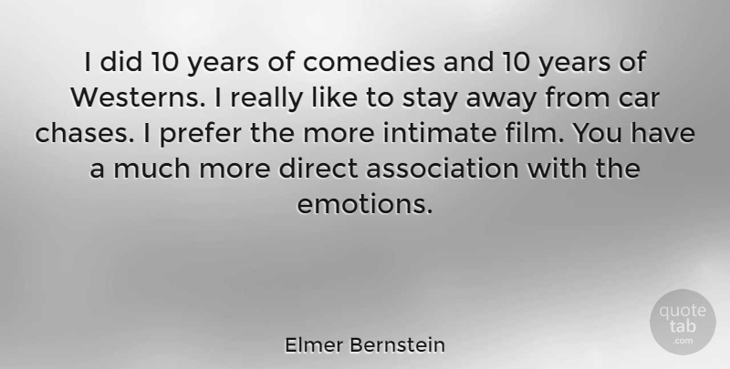 Elmer Bernstein Quote About Years, Car, Association: I Did 10 Years Of...