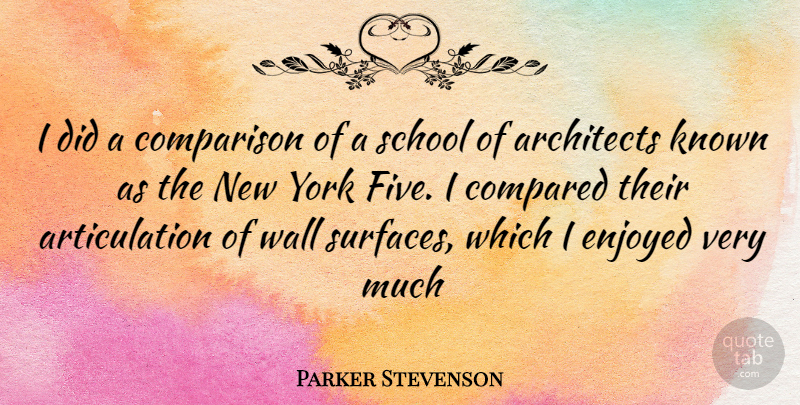 Parker Stevenson Quote About New York, Wall, School: I Did A Comparison Of...