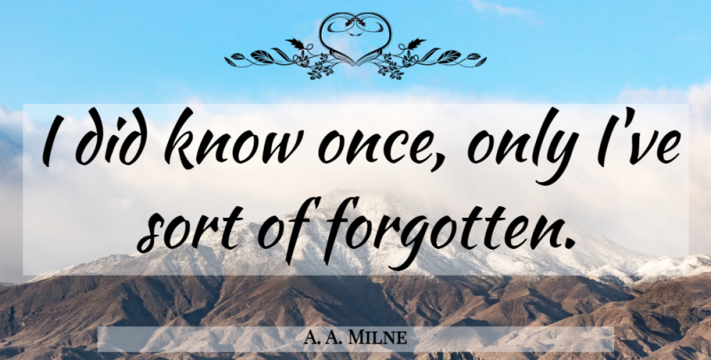 A. A. Milne Quote About Forgotten, Winnie The Pooh Book, Pooh Bear Friend: I Did Know Once Only...