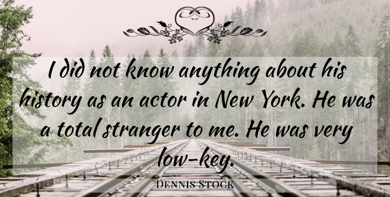 Dennis Stock Quote About History, Stranger, Total: I Did Not Know Anything...