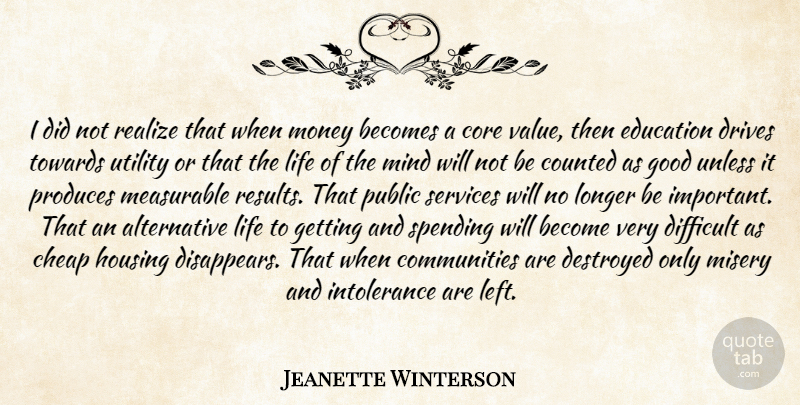 Jeanette Winterson Quote About Community, Mind, Important: I Did Not Realize That...