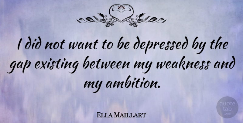 Ella Maillart Quote About Depressing, Ambition, Literature: I Did Not Want To...