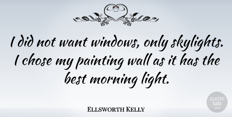 Ellsworth Kelly Quote About Morning, Wall, Light: I Did Not Want Windows...