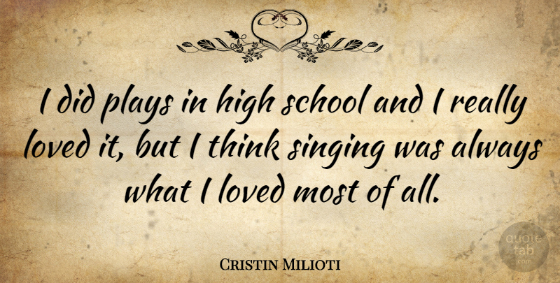 Cristin Milioti Quote About School, Thinking, Play: I Did Plays In High...
