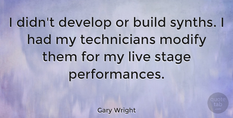Gary Wright Quote About undefined: I Didnt Develop Or Build...