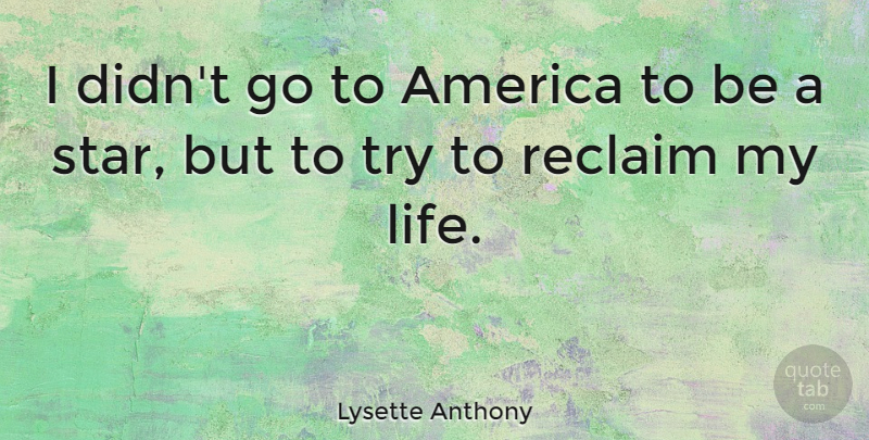 Lysette Anthony Quote About Stars, America, Trying: I Didnt Go To America...