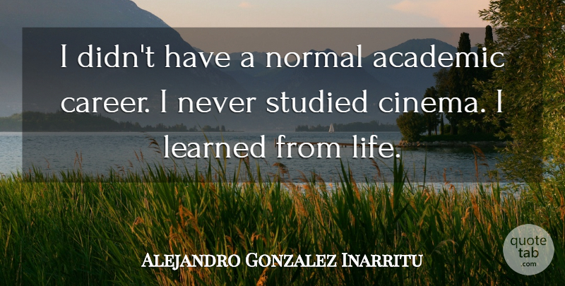 Alejandro Gonzalez Inarritu Quote About Careers, Normal, Cinema: I Didnt Have A Normal...