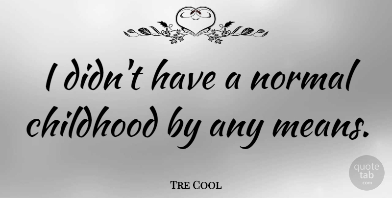 Tre Cool Quote About Mean, Childhood, Normal: I Didnt Have A Normal...