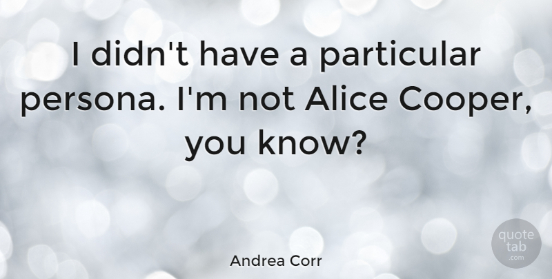 Andrea Corr Quote About Persona, Particular, Knows: I Didnt Have A Particular...