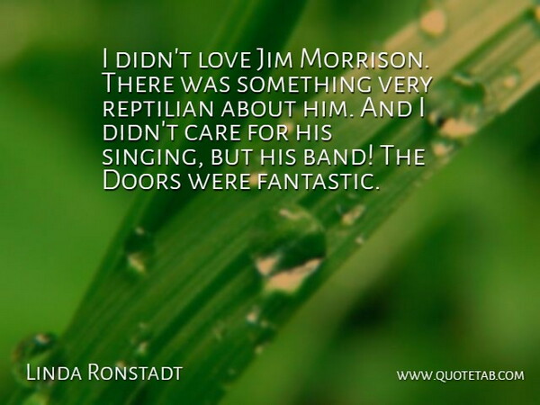 Linda Ronstadt Quote About Doors, Jim, Love: I Didnt Love Jim Morrison...