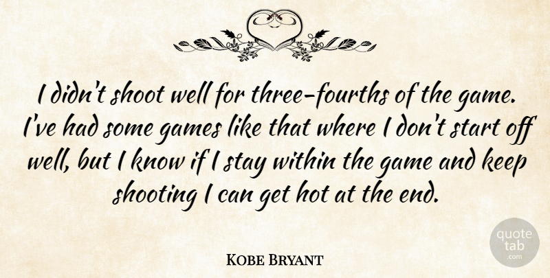 Kobe Bryant Quote About Games, Hot, Shoot, Shooting, Start: I Didnt Shoot Well For...