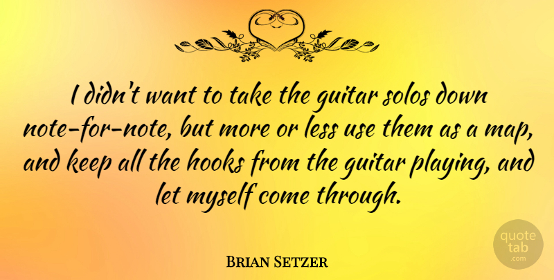 Brian Setzer Quote About Guitar, Hook, Use: I Didnt Want To Take...