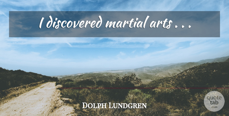 Dolph Lundgren Quote About Art, Martial Arts: I Discovered Martial Arts...