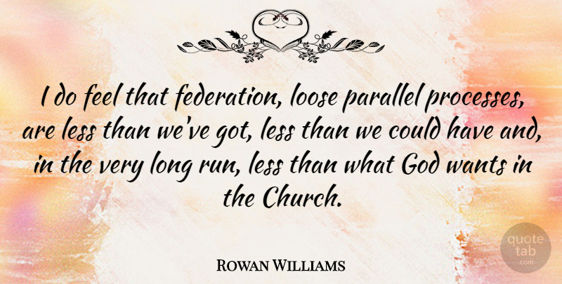 Rowan Williams Quote About Running, Long, Church: I Do Feel That Federation...