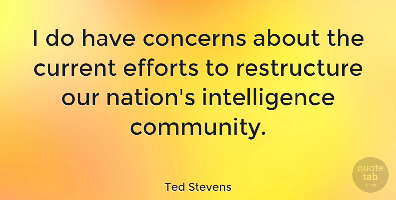 Ted Stevens Quote About Concerns, Efforts, Intelligence: I Do Have Concerns About...