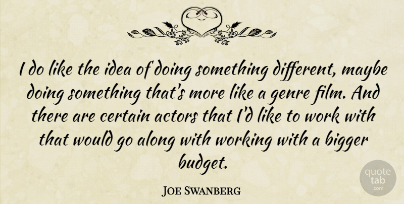 Joe Swanberg Quote About Ideas, Different, Actors: I Do Like The Idea...