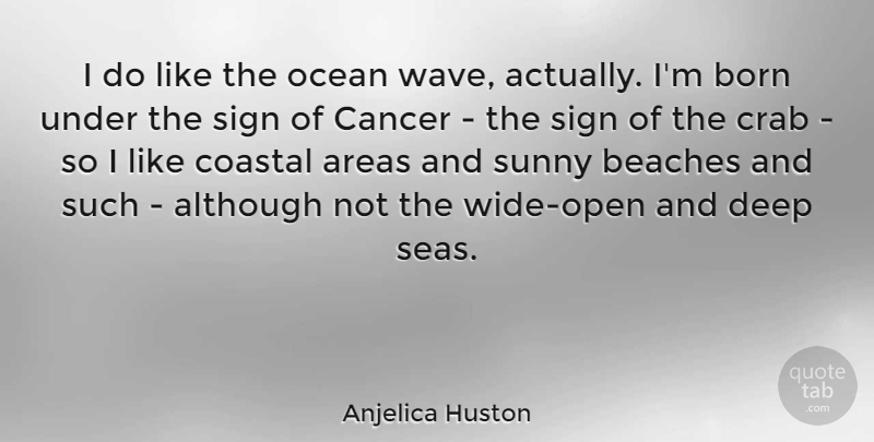 Anjelica Huston Quote About Beach, Cancer, Ocean: I Do Like The Ocean...