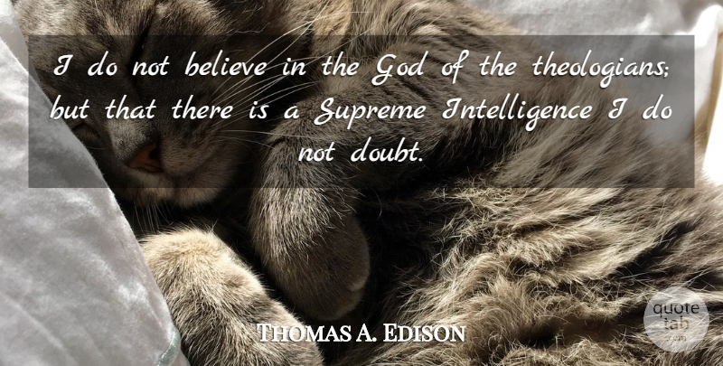 Thomas A. Edison Quote About Believe, Doubt, Theologian: I Do Not Believe In...