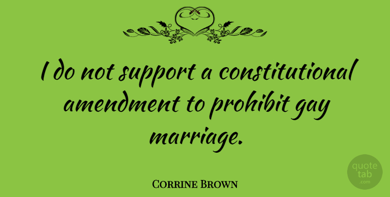 Corrine Brown Quote About Gay, Support, Amendments: I Do Not Support A...