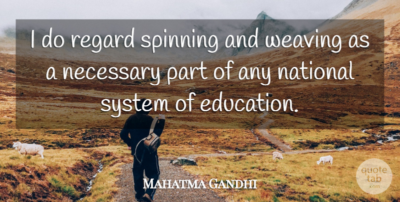 Mahatma Gandhi Quote About Weaving, Spinning, Regard: I Do Regard Spinning And...