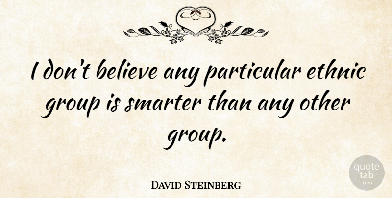 David Steinberg Quote About Believe, Particular: I Dont Believe Any Particular...