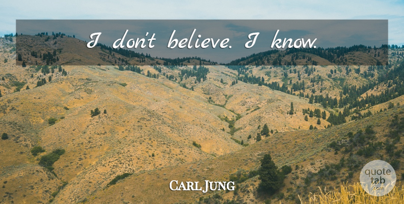 Carl Jung Quote About Believe, Knowledge, Dont Believe: I Dont Believe I Know...