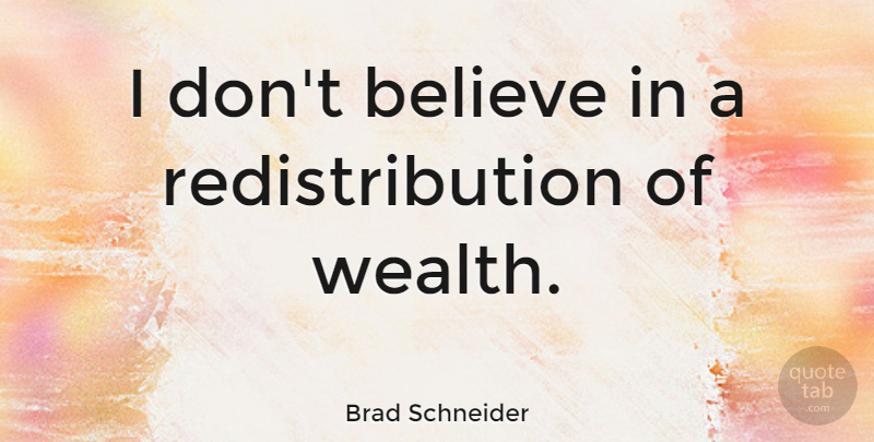 Brad Schneider Quote About Believe: I Dont Believe In A...