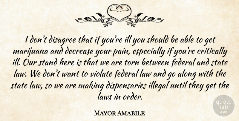 Mayor Amabile Quote About Along, Critically, Decrease, Disagree, Federal: I Dont Disagree That If...