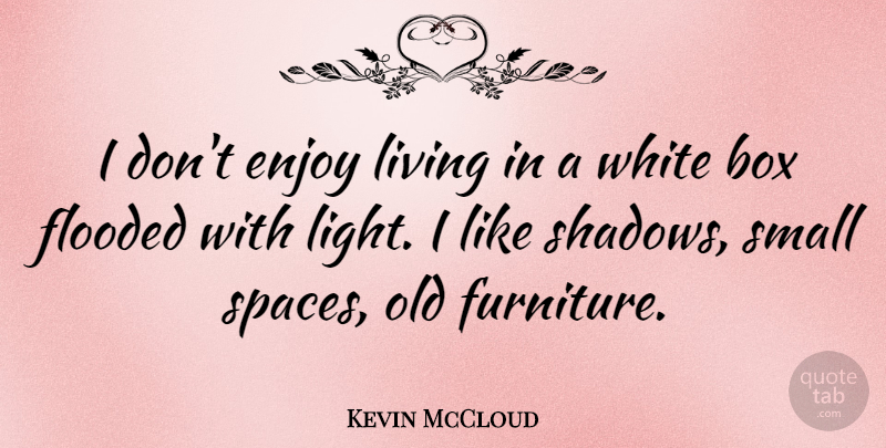 Kevin McCloud Quote About White, Space, Light: I Dont Enjoy Living In...