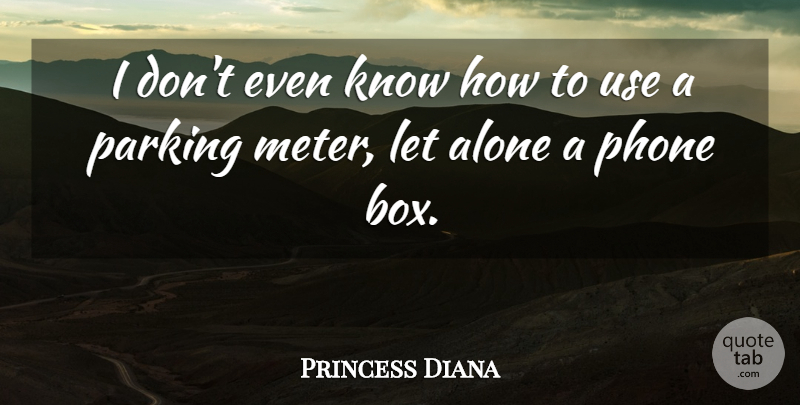 Princess Diana Quote About Parking Meters, Phones, Use: I Dont Even Know How...