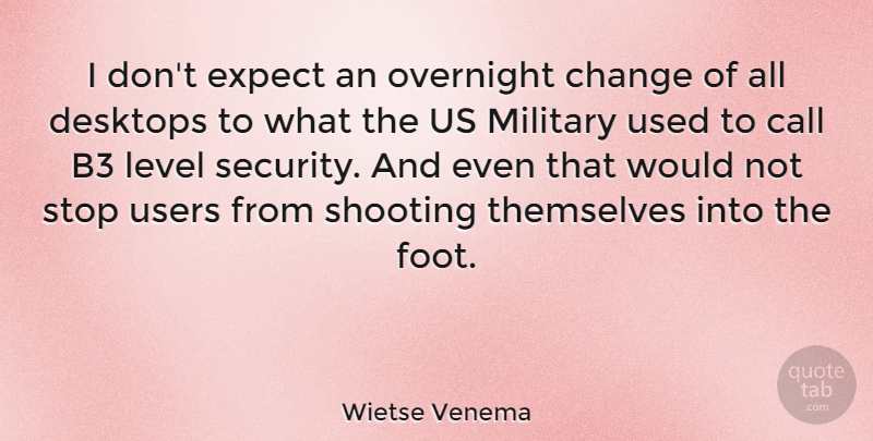 Wietse Venema Quote About Military, Feet, Shooting: I Dont Expect An Overnight...