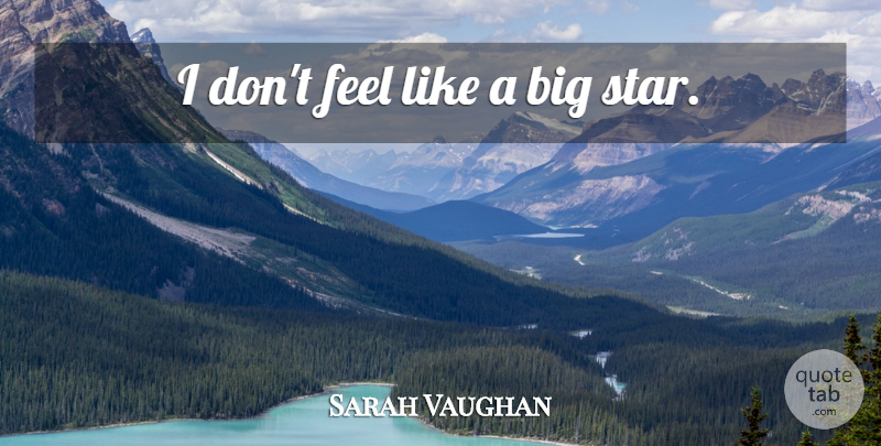 Sarah Vaughan Quote About Stars, Fame, Bigs: I Dont Feel Like A...