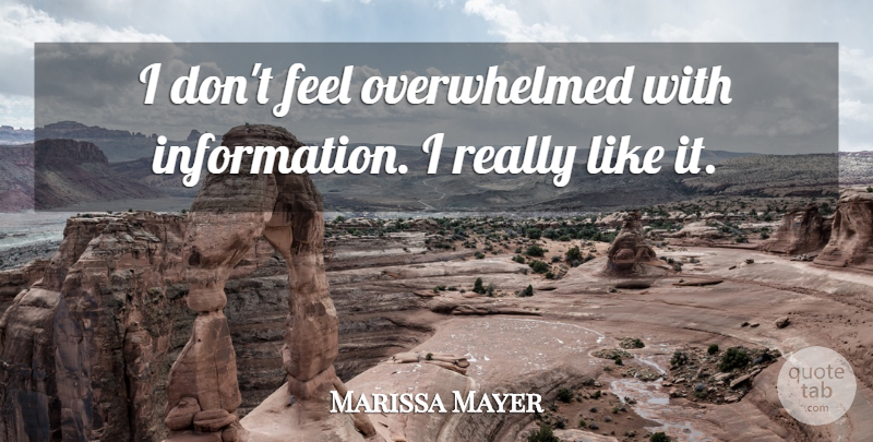 Marissa Mayer Quote About undefined: I Dont Feel Overwhelmed With...
