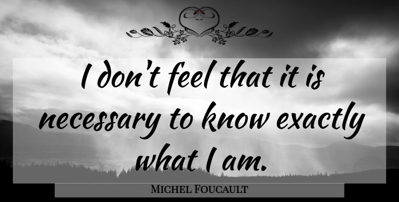 Michel Foucault Quote About Feels, Knows: I Dont Feel That It...