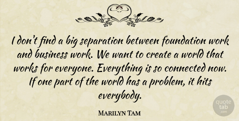 Marilyn Tam Quote About Business, Connected, Create, Foundation, Hits: I Dont Find A Big...