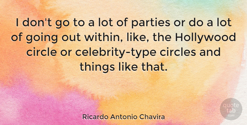 Ricardo Antonio Chavira Quote About Party, Circles, Going Out: I Dont Go To A...