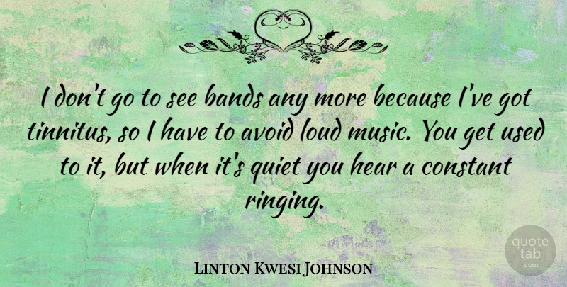 Linton Kwesi Johnson Quote About Band, Quiet, Used: I Dont Go To See...