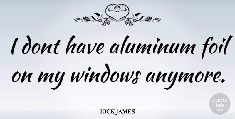 Rick James Quote About Aluminum, Aluminum Foil, Window: I Dont Have Aluminum Foil...
