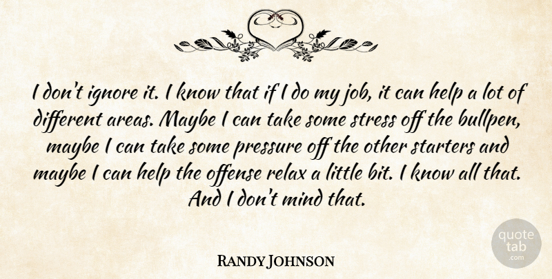 Randy Johnson Quote About Help, Ignore, Maybe, Mind, Offense: I Dont Ignore It I...